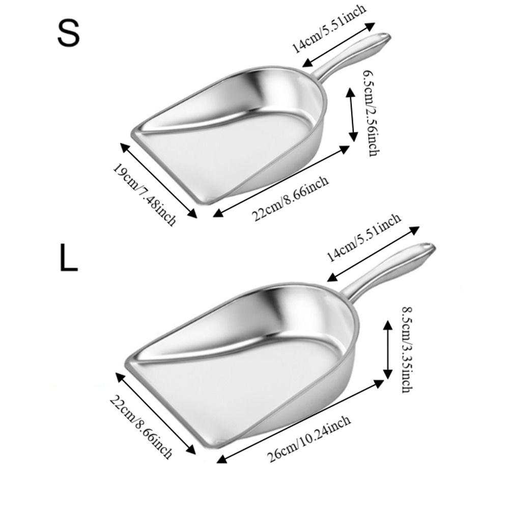 Large Capacity Flour Scoop Wide Opening Food Shovel Stainless Steel Ice Cube Shovel Popcorn