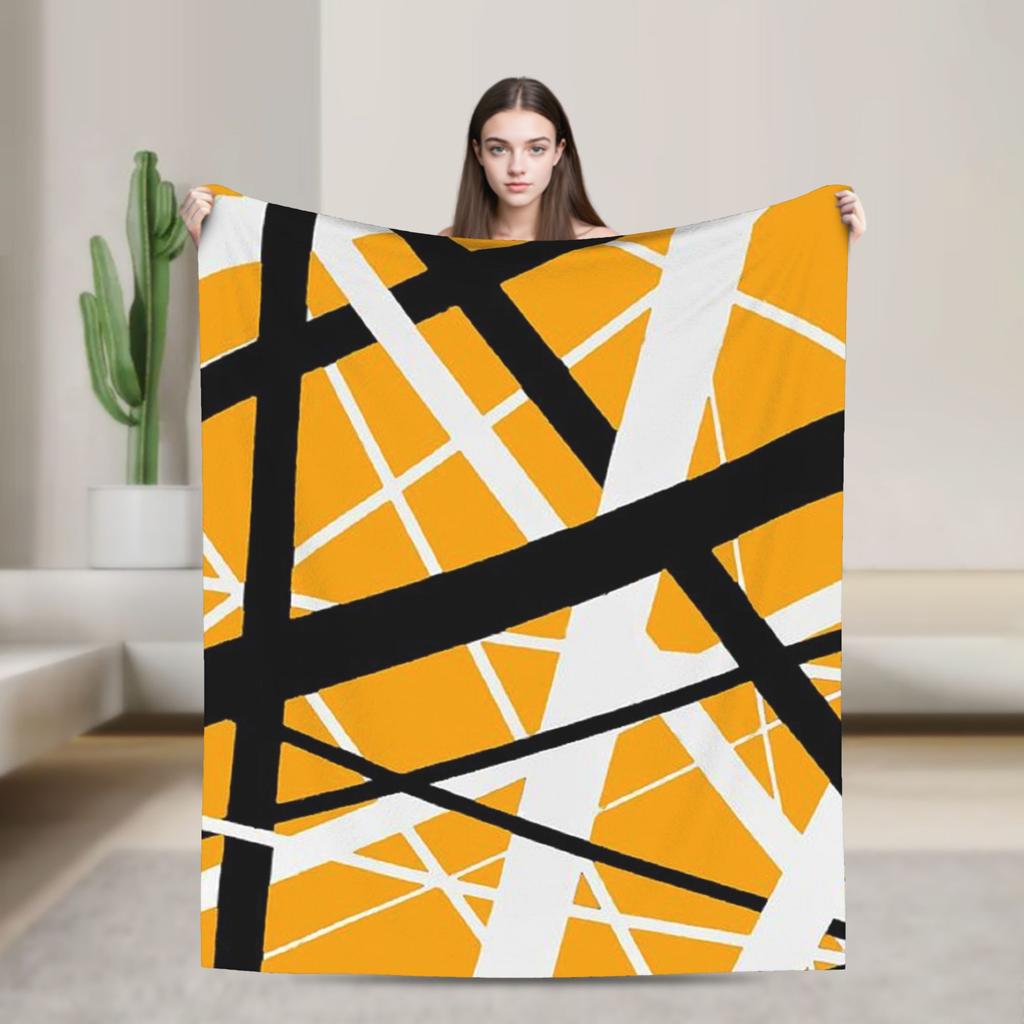 Warm Cozy Blankets Plane Travel Van Halen Blue Rock Stripes Throw Blanket Graphic Bedspread For Sofa Home