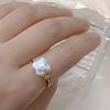 Natural four-leaf flower button baroque pearl ring women's open index finger ring 2026 new retro ring