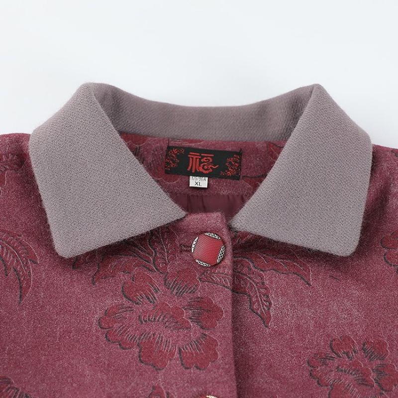 Medium Old Man Autumn Clothes Women's Coat Spring and Autumn Top 0 Old Man Clothes Wife Top Lapel