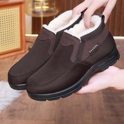 Winter Men's Cloth Shoes Wool Warm Cotton Shoes with Velvet Warm One Pedal Medium and Elderly Large Size Cotton Boots