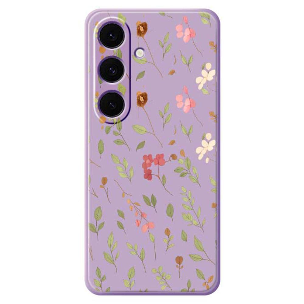 For Samsung Galaxy S25+ Case Small Flower Leaves Pattern Printing Straight Edge TPU Phone Back Cover
