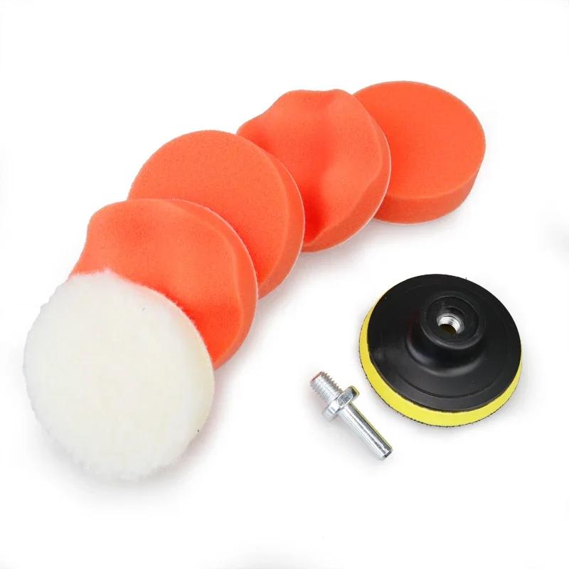 7pcs 3" Car Sponge Polishing Pad Set Polishing Buffer Waxing Adapter Drill Kit for Auto Body Care Headlight Assembly Repair