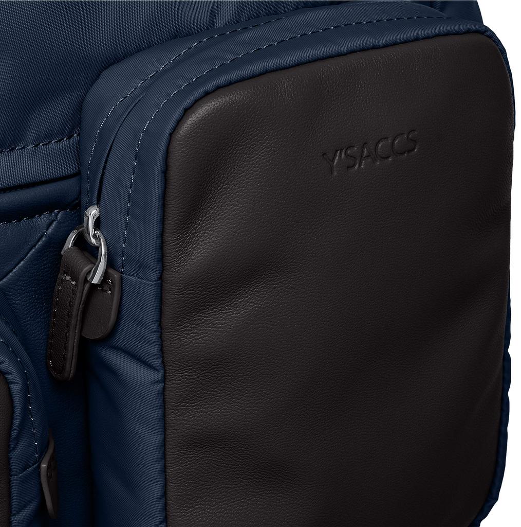 Recycled Double Pocket Navy [Isaac] Backpack, Nylon, Backpack, Women's,