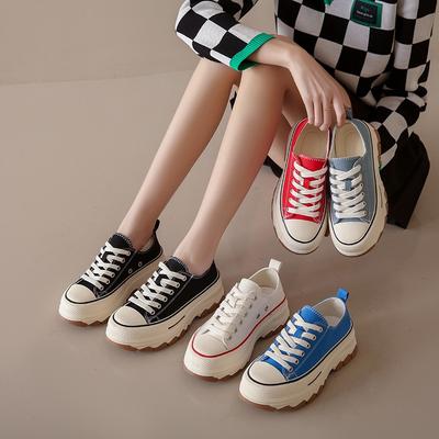 Sommer neue kleine weiße Schuhe Damen Tide Studenten dicksohlige atmungsaktive Canvas Schuhe lässige Board Schuhe