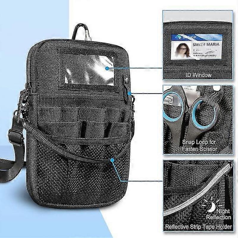 Nurse Fanny Pack, Medical Equipment Organizer Pouch, Utility Waist Bag for Stethoscopes, Dressing Scissors and Other Medical Supplies, (Black) Ternel
