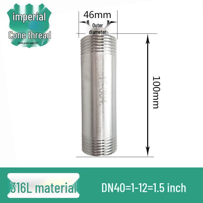 201/304 Stainless Steel Double-Ended Stud, 100mm, External Double Thread, DN15 20