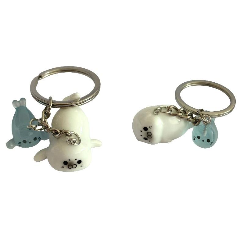 1/2/4 Stück Cartoon 3D Leuchtender Seelöwe Schlüsselanhänger Niedliches Tier Taschenanhänger Dekoration Auto Schlüsselring Geschenk für Paare