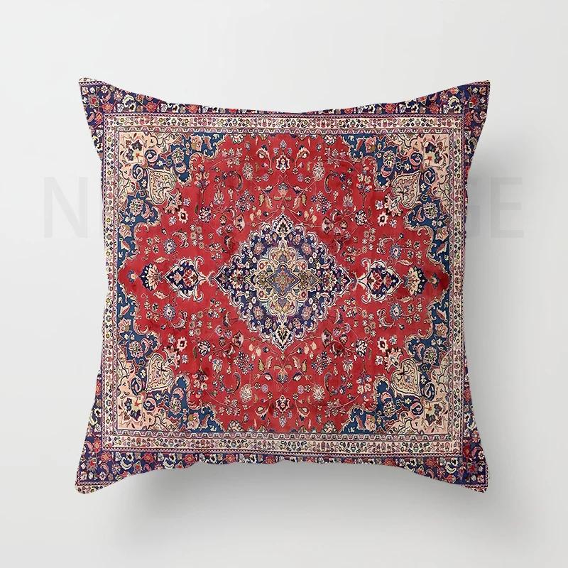 Red Moroccan Ethnic Style Short Plush Pillowcase Sofa Cushion Cover Home Decoration Can Be Customized for You 40x40 50x50 60x60