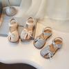 Girls Beach Shoes Weave Breathable Kids Princess Shoes with Simple Bows 2025 Summer New Children Sandals Soild Color Non-slip