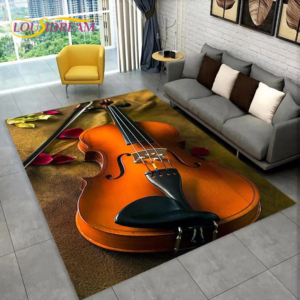 Classical Violin Instrument Music Area Rug,Carpet for Home Living Room Bedroom Sofa Doormat Kitchen Decor,kid Non-slip Floor Mat