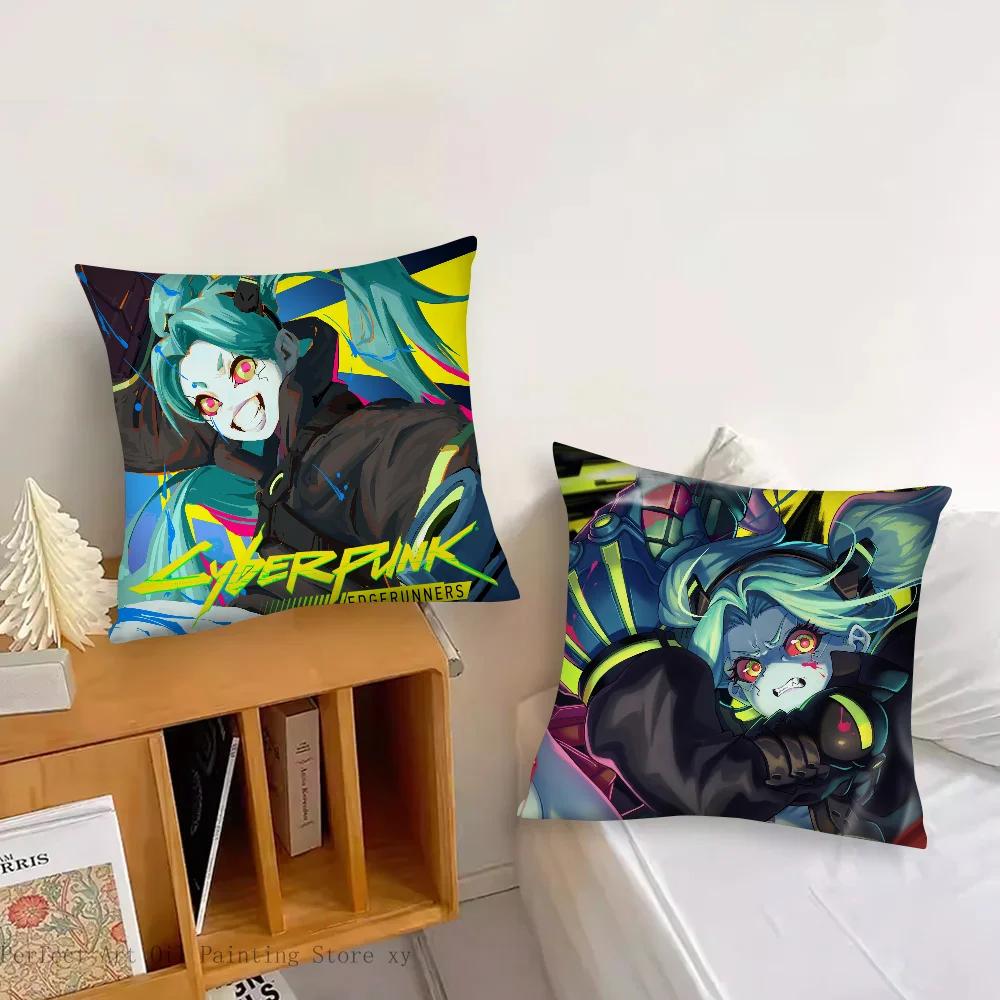 Cyberpunk Edgerunners Anime Rebecca Pillow Case Fashion Square Pillowcase Bedroom Sofa Room Ins Decoration Leisure Cushion Cover