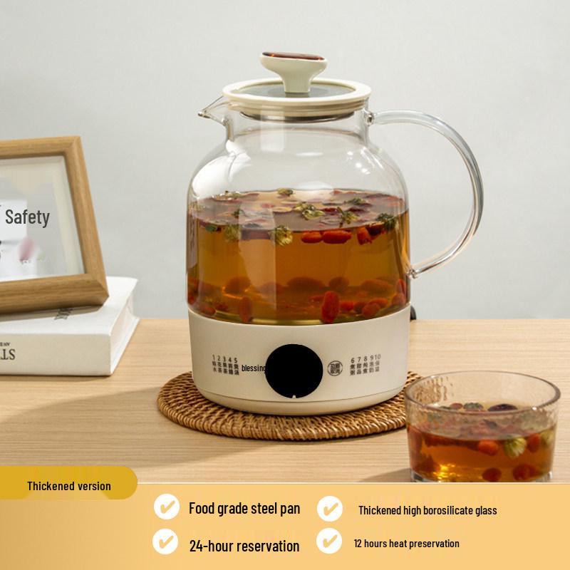 Compact Fully Automatic Smart Tea Maker Kettle with Thick Glass and Heat Preservation