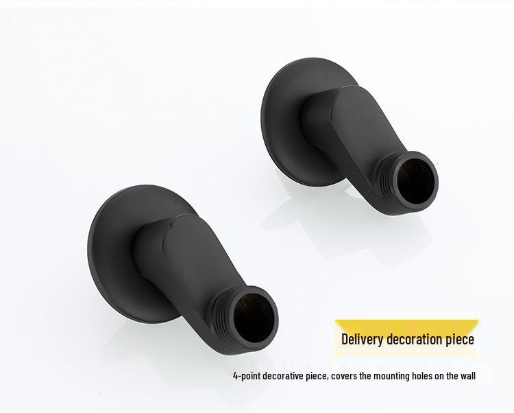 Black Shower Faucet Kit with Adjustable Shower Head and Curved Eccentric Converter