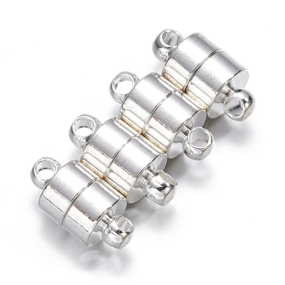 5Sets Round Strong Magnetic Clasps Fit Bracelets Necklace Rhodium End Clasp Connectors for Makings Leather Bracelet Jewelry
