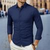 New Men'S Business Casual Long Sleeved Solid Color Shirt Wrinkle Resistant Wrinkle Free Comfortable All Season Versatile Top