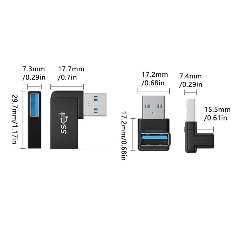 USB 3.2 90 Degree Male to Female Connectors for Protecting Device Port in Tight Space in Computer Connection
