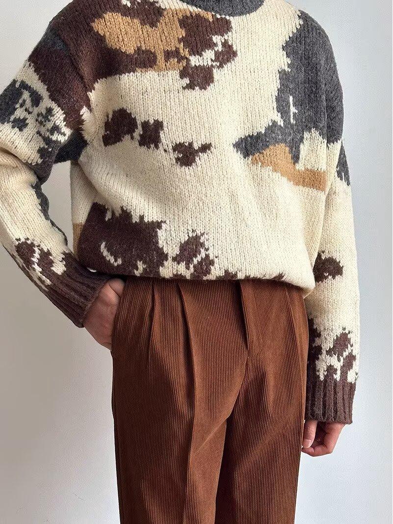 

Мужские вельветовые брюки с высокой талией : Легкий роскошный японский стиль, универсальный для осени/зимы. 34 коричневый