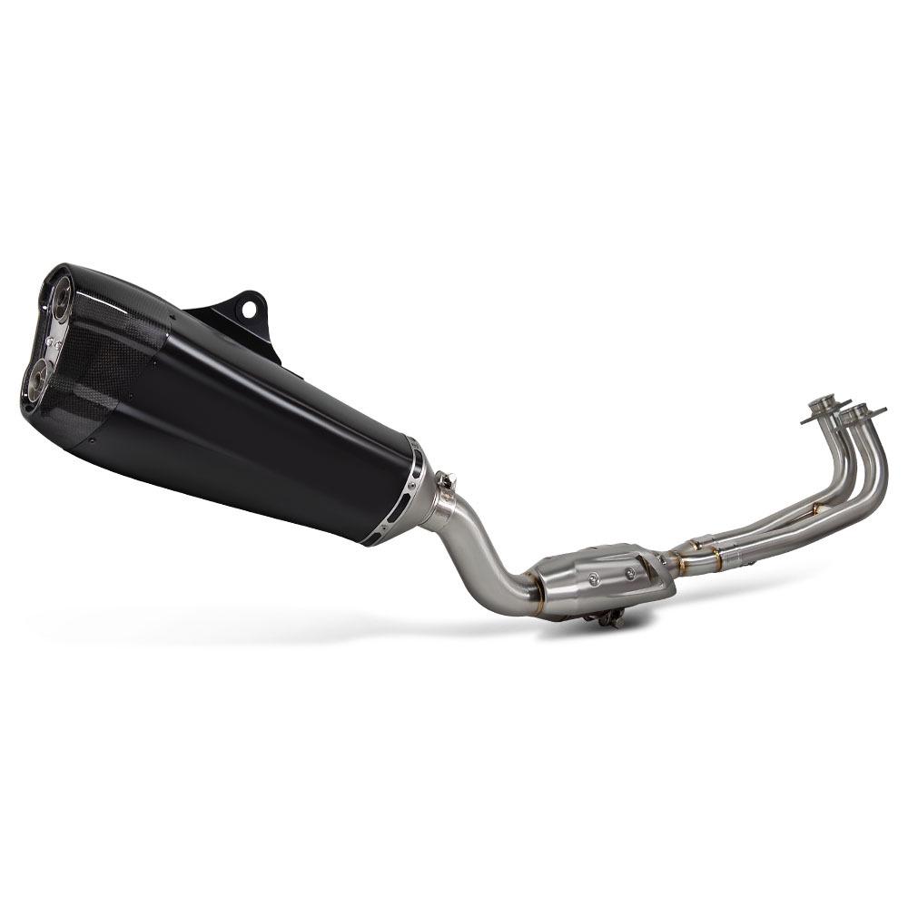 TMAX Motorcycle Modified Exhaust Pipe: Stainless Steel Front, Carbon Fiber, Laser Engraved (Fits 2017-2024 Models)