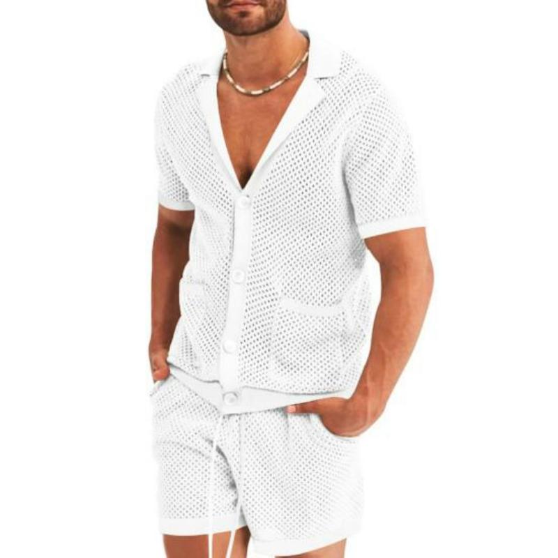 Men's Summer Sports Suit Short Sleeve + Shorts 2 Piece Set