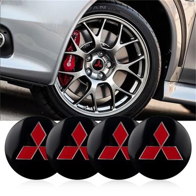 4 st 56MM Bilstyling Fälgcenterkåpa Dekaler Dekorationstillbehör För 9 Ralliart X EX L200 Colt Outlander Pajero