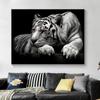 Black White Tiger Red Eyes Umělecká malba na plátně Obrazy zvířat Umělecká díla Plakáty do obývacího pokoje Domácí dekorativní nástěnné obrazy