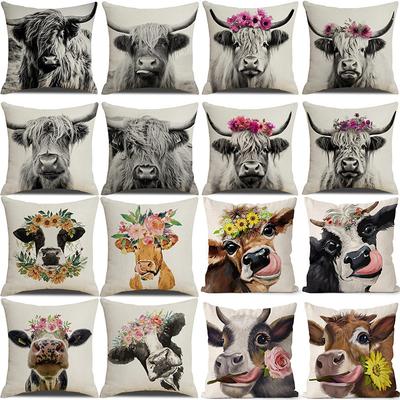 New Creative Cartoon Farmhouse Cow Animal Pillow Case Home Decoration Living Room Car Cushion