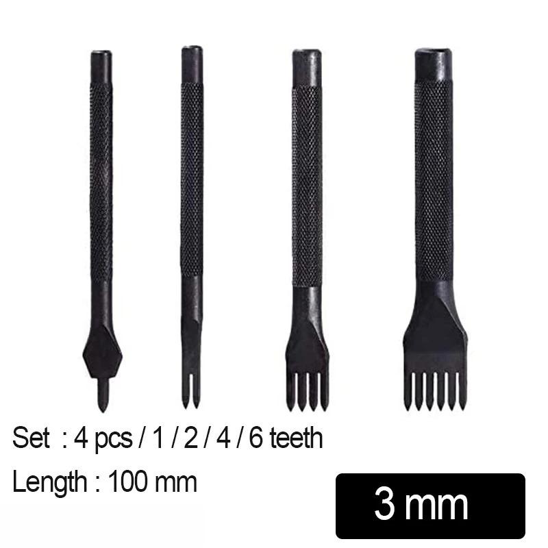 

4Pcs Leather Punch Set Sewing Stitching Chisel 1 2 4 6 Prong Hole Punch Tool DIY Leathercraft Kit