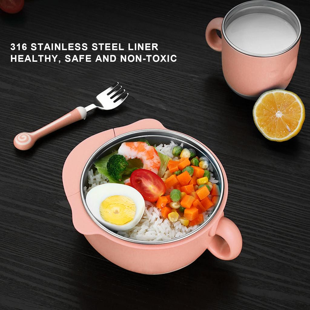 Toddler Children Bowl 316 Stainless Steel Thermal Food Container Tableware Kitchen Utensils