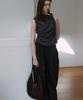 SIGREAT Compact Jersey Twist Neck Top_Dark Grey