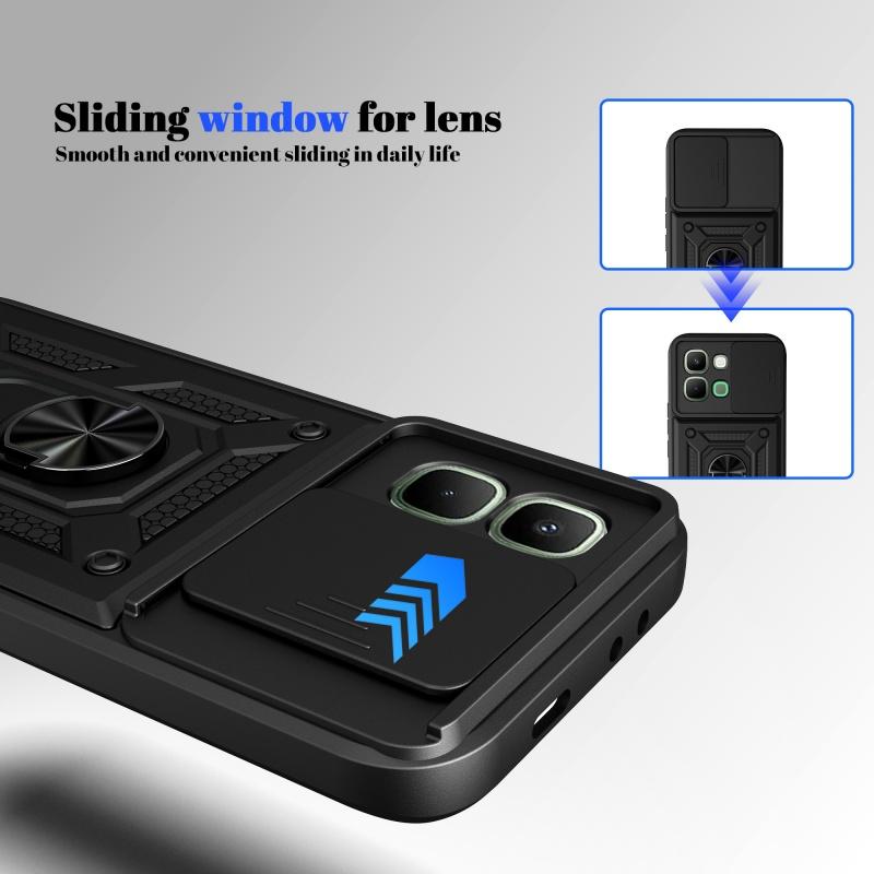 For Infinix Note Edge 5G Case Car Push Window Holder Armor Phone Case For Infinix Note Edge 5G Slide Camera Protect Back Cover
