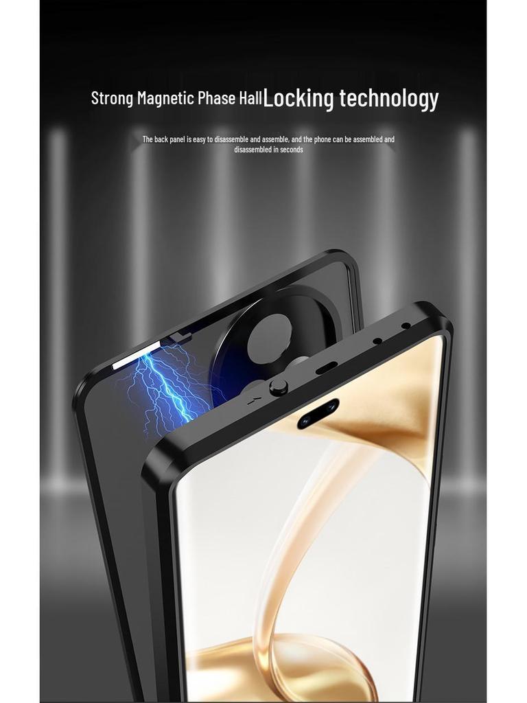 Honor 400pro Metal Frame Phone Case: Snap-Button, Frosted Back, Protective Mirror.