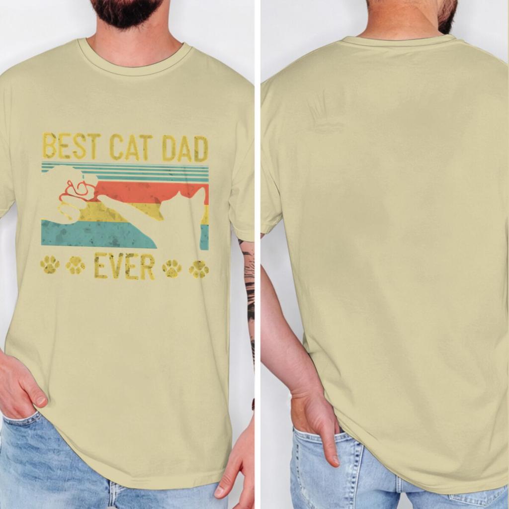 Funny Cat Dad Fashion Summer Tops Best Cat Dad Ever Tshirt For Unisex Fathers Day Gift New Crew Neck Tshirts
