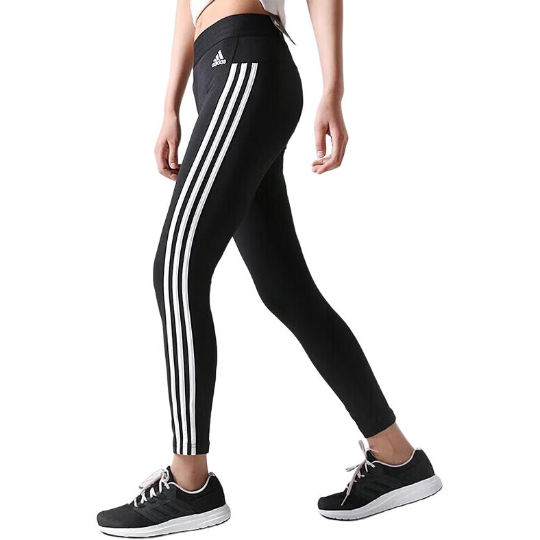 Adidas Striped Slim Fit Logo Sports Long Pants Women Bottoms Black White BS4820