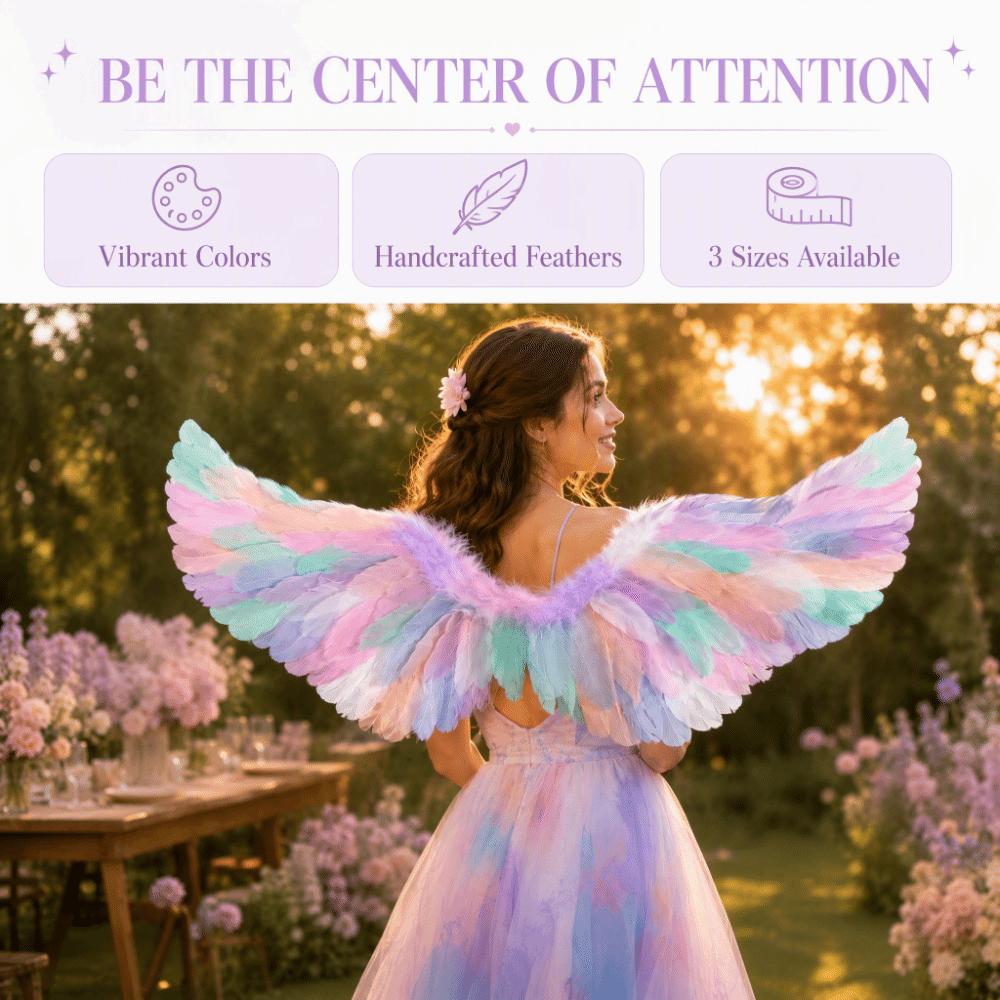 Colorful Fairy Costume Cosplay Wings Rainbow Party Decoration Props Kids Women Girls