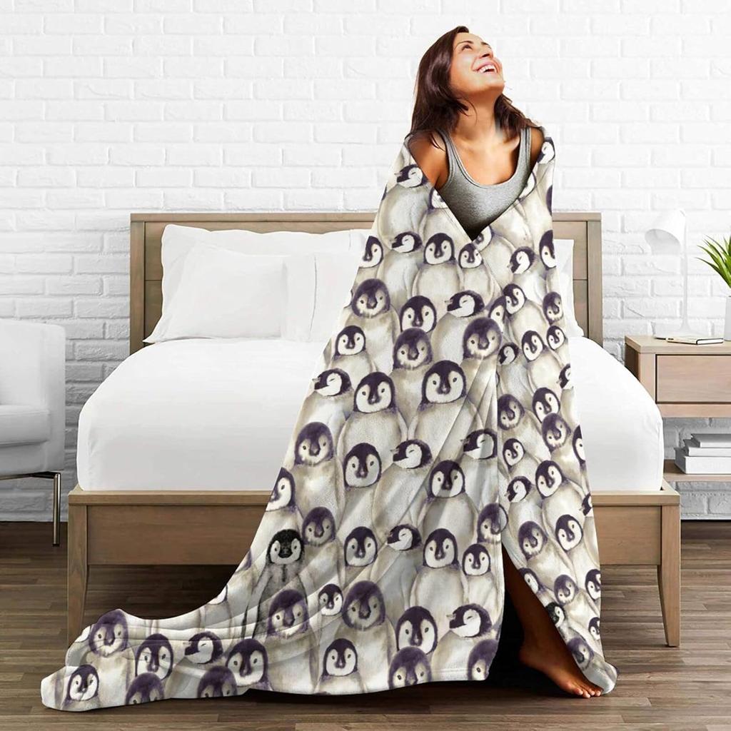 Pinguin Überwurfdecke Weich Gemütlich Plüsch Warm Fleece Decke Für Sofa Couch Bett 80"X60"""