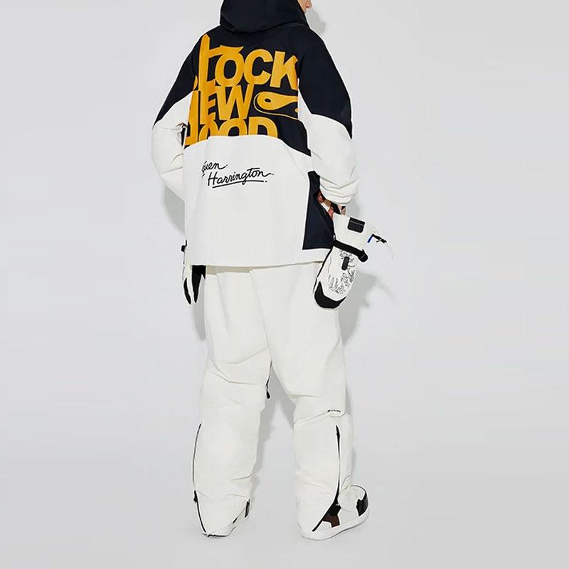 Li Ning Solid Color Multi-Pocket Cuffed Ski Pants Unisex pants Off-White Black AHXT007-1