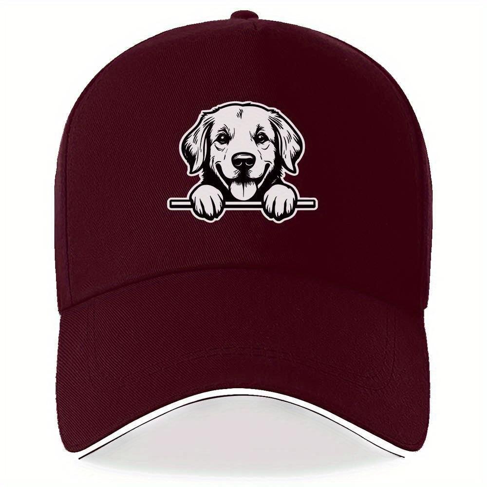 

Cute Golden Retriever Puppy Dog Face Peeking Baseball Cap Adjustable Unisex Polyester Summer Casual Hat One Size