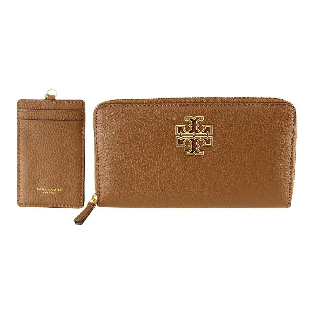 

Tory Burch Britten Leather Wallet Women Wallet Brown Gold 86057-909 Basic Set (Bag+Dust Bag)