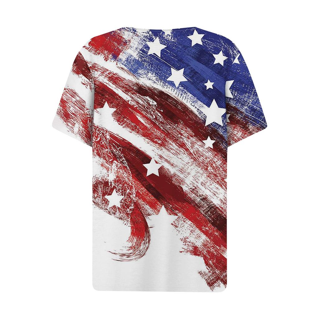 Women's T Shirt Tee Print Button Short Sleeve Daily Weekend Fashion Basic V- Neck Regular Top