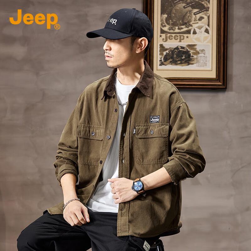 JEEP Men's Retro Loose Fit Denim Workwear Jacket
