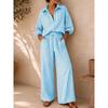 GMXIA Women's Fashion Casual Autumn Winter Long Sleeve POLO Neck Pants Suits