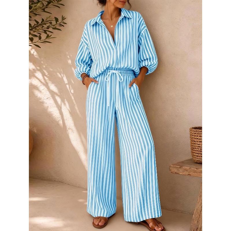 GMXIA Women's Fashion Casual Autumn Winter Long Sleeve POLO Neck Pants Suits