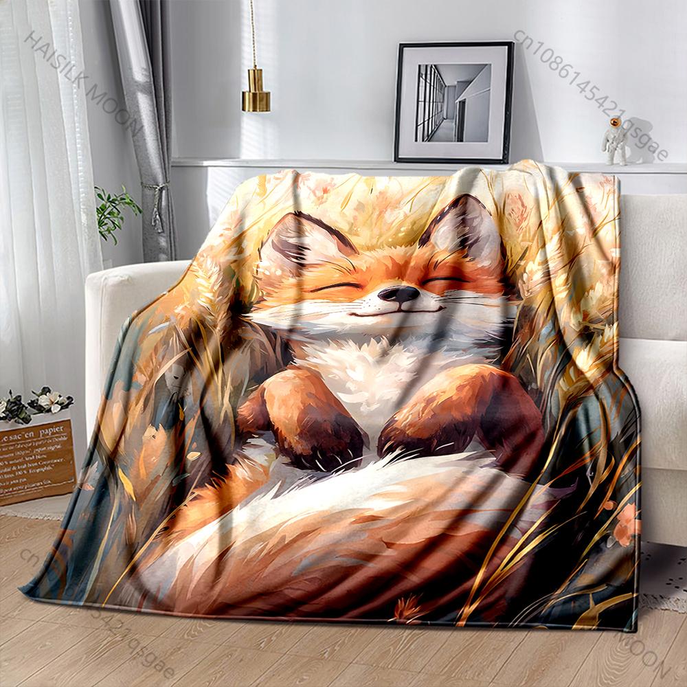 Fox resting in golden grass Print Adult Children Warm Blankets Home Travel Car Soft and Comfortable Suitable for all seasons