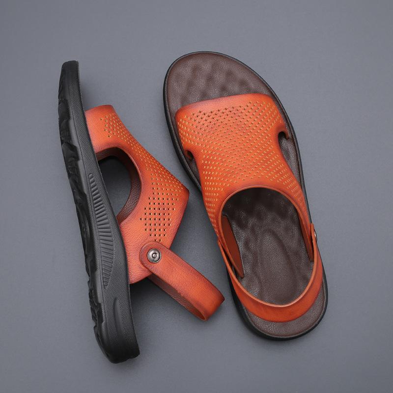 Summer Men's Leather Genuine Sandals Man New Casual Comfortable Beach Shoes Barefoot Sandals Men Adult Slides Pentoufle Homme