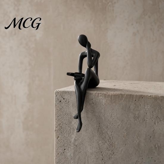 Figurina Moderna per la Meditazione Figure del Pensatore Stampate in 3D Ornamenti, Sculture Minimaliste di Arte Astratta Elegante Decorazione da Appendere da Tavolo per Casa Ufficio
