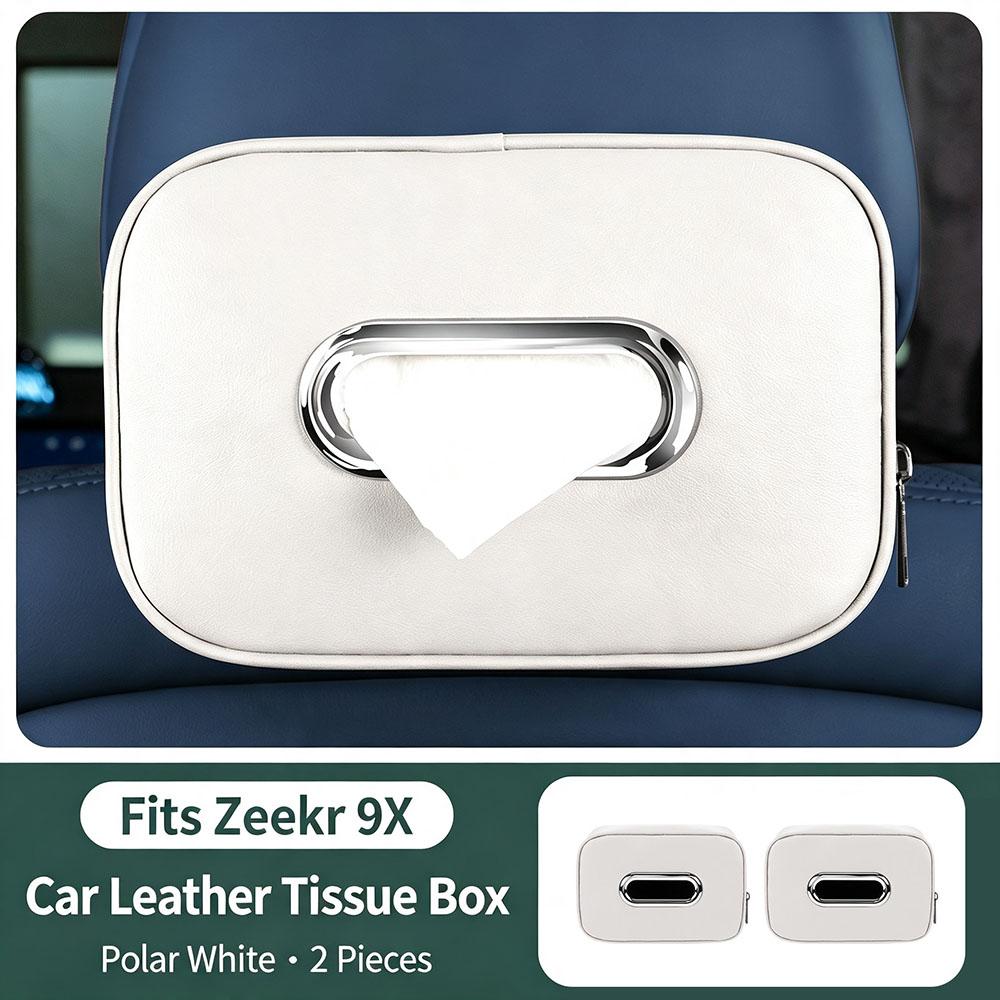 For Zeekr 9X Car Tissue Box Seat Back Drawn Paper Bag Hanging Storage Tissue Bag Interior Modification Leather Accessories