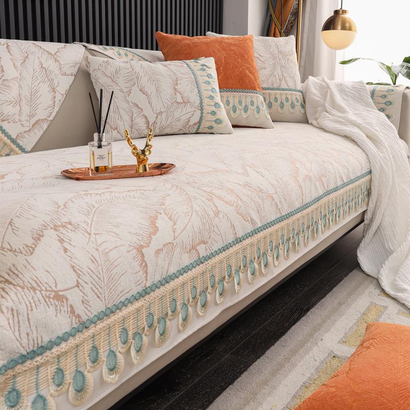 Cool Feeling Sofa Cushion Four-season Seat Cushion Non-slip Nordic Simple Modern Sofa Cover Chenille All-inclusive Thickening