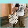 Trendy Polka Dot Canvas Tote Bag Large Capacity Soft Lock Closure