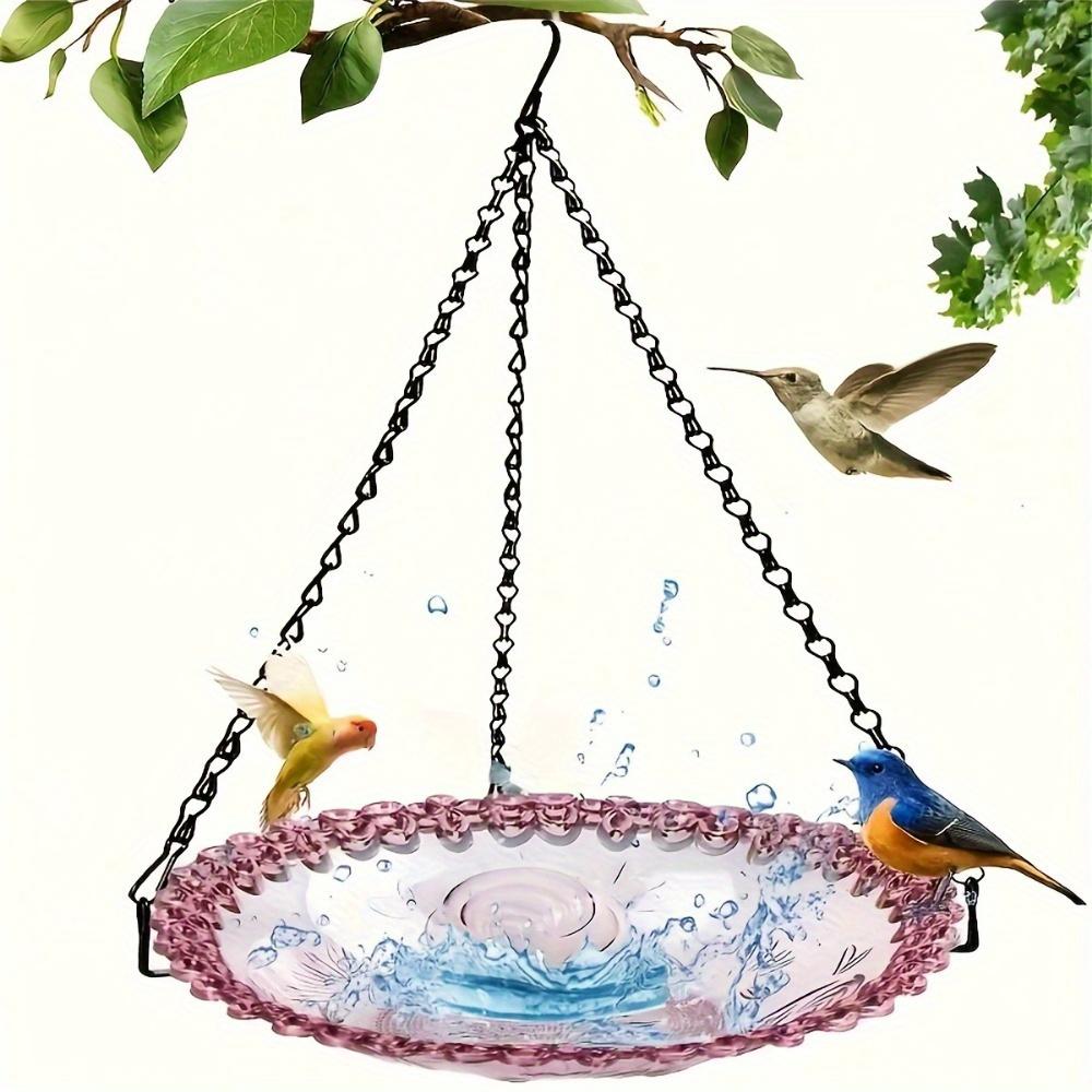 Hanging Glass Bird Feeder Bird Bath, Outdoor Garden Decoration Ornament, Can Be Hung Anywhere